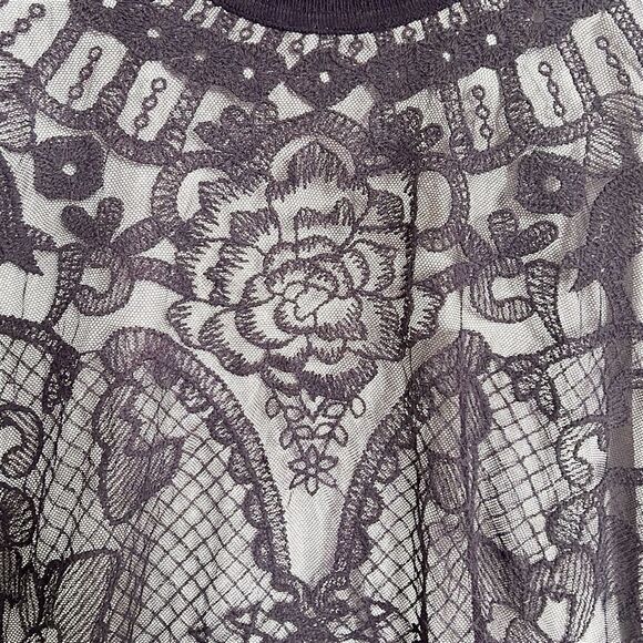 Simply Vera Vera Wang Knit Lace Overlay Pullover Sweater Purple Size XL Petite - Picture 3 of 6